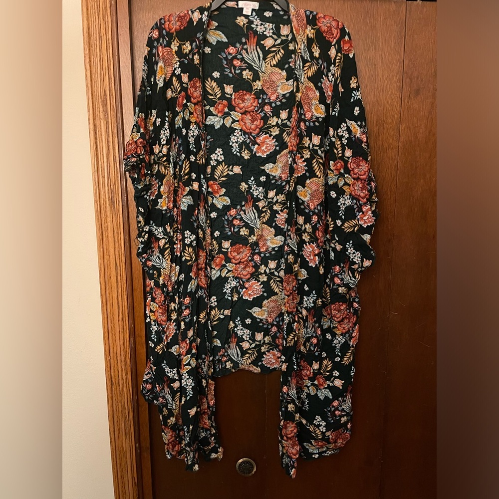Black Floral kimono duster